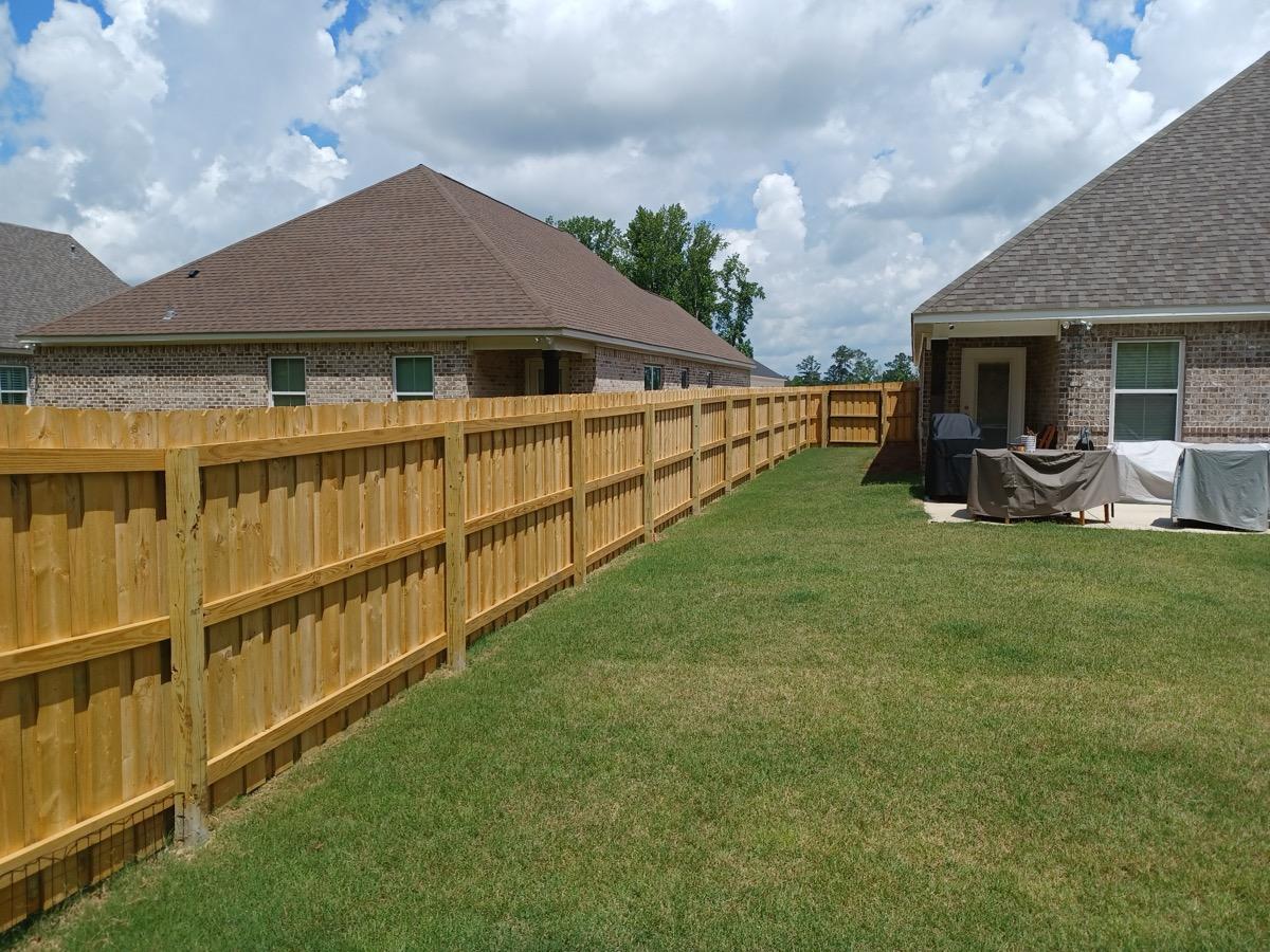 New unstained privacy fence before treatment