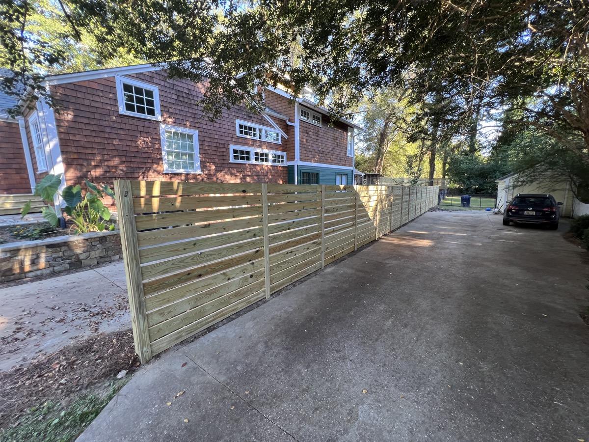 New horizontal fence before staining